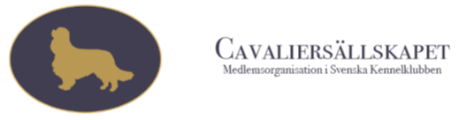 Klubbens logotype med texten Cavaliersällskapet Medlemsorganisation i Svenska Kennelklubben